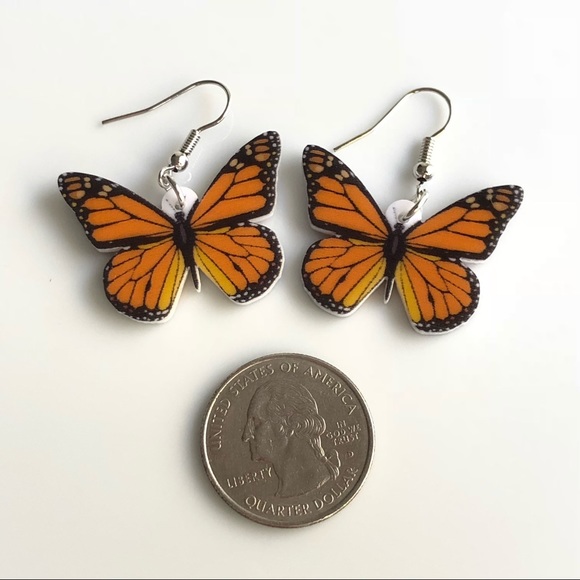 NEW Acrylic Monarch Butterfly Earrings - Picture 3 of 6